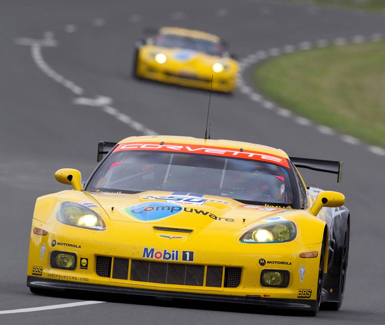 Corvette Racing, 24 Hours of Le Mans, Circuit des 24 Heures in Le Mans, France,  June 12-13, 2010, C6.R #63 driven in GT2 class by Johnny O'Connell,  Jan Magnussen, and Antonio Garcia, C6.R #64 driven in GT2 class by Oliver Gavin, Olivier Beretta, and Emmanuel Collard (Richard Prince/GM Racing Photo).