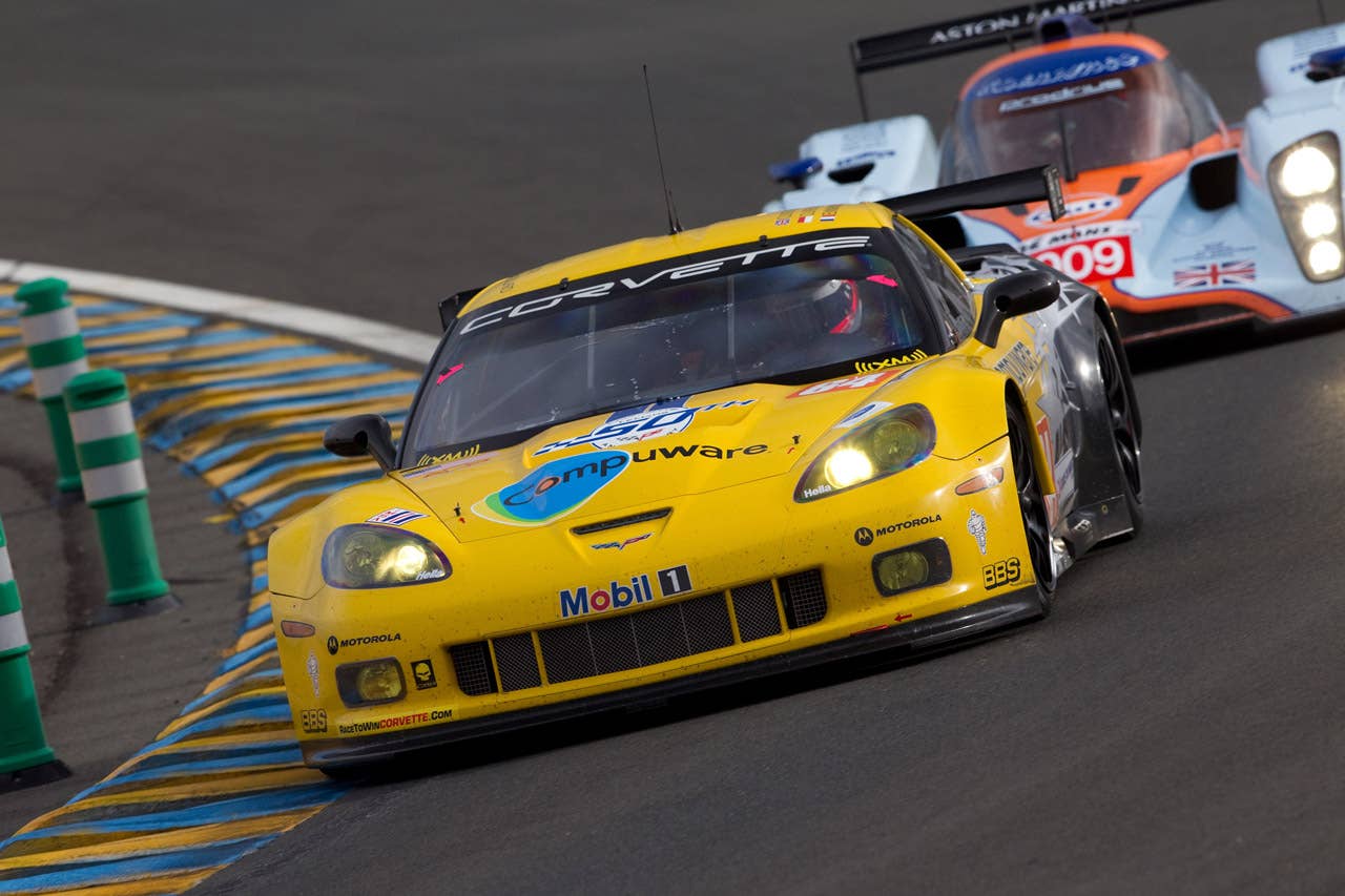 Corvette Racing, 24 Hours of Le Mans, Circuit des 24 Heures in Le Mans, France,  June 12-13, 2010, C6.R #63 driven in GT2 class by Johnny O'Connell,  Jan Magnussen, and Antonio Garcia, C6.R #64 driven in GT2 class by Oliver Gavin, Olivier Beretta, and Emmanuel Collard (Richard Prince/GM Racing Photo).