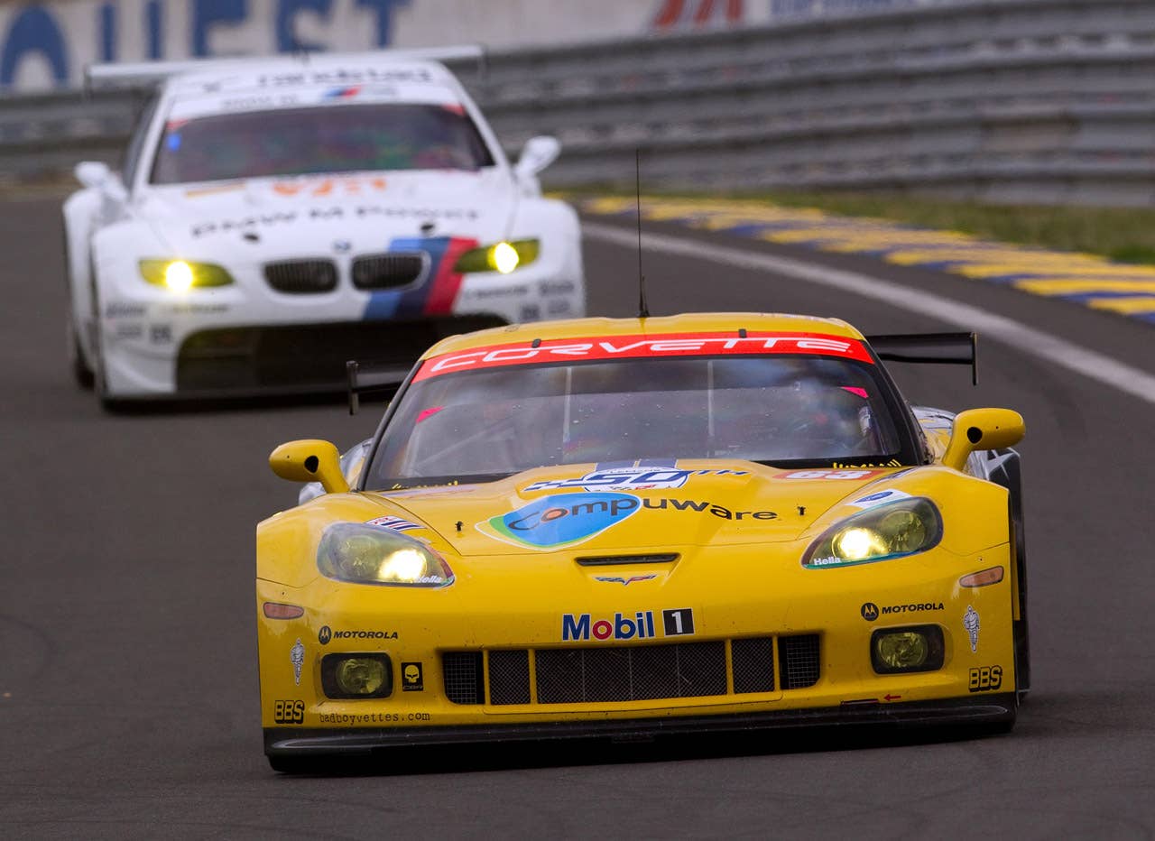Corvette Racing, 24 Hours of Le Mans, Circuit des 24 Heures in Le Mans, France,  June 12-13, 2010, C6.R #63 driven in GT2 class by Johnny O'Connell,  Jan Magnussen, and Antonio Garcia, C6.R #64 driven in GT2 class by Oliver Gavin, Olivier Beretta, and Emmanuel Collard (Richard Prince/GM Racing Photo).