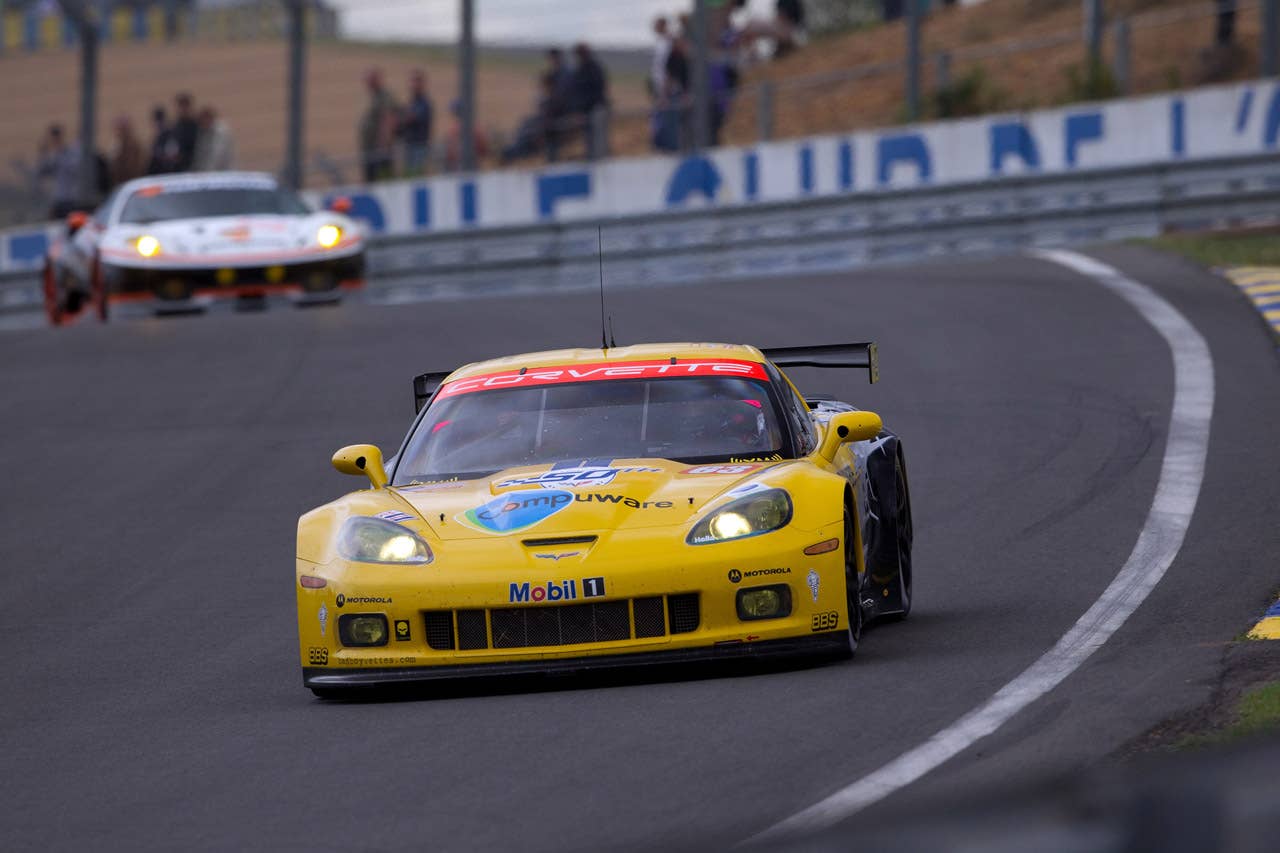 Corvette Racing, 24 Hours of Le Mans, Circuit des 24 Heures in Le Mans, France,  June 12-13, 2010, C6.R #63 driven in GT2 class by Johnny O'Connell,  Jan Magnussen, and Antonio Garcia, C6.R #64 driven in GT2 class by Oliver Gavin, Olivier Beretta, and Emmanuel Collard (Richard Prince/GM Racing Photo).