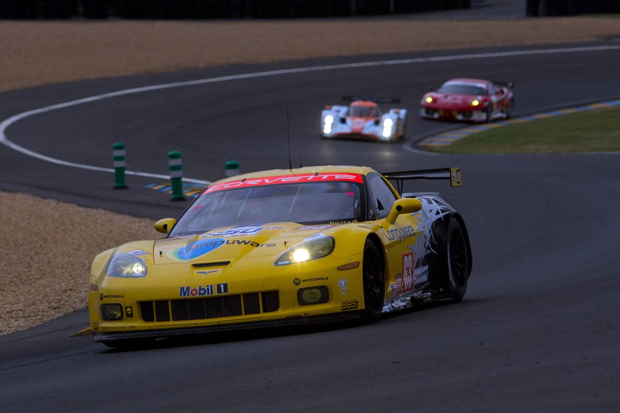 Corvette Racing, 24 Hours of Le Mans, Circuit des 24 Heures in Le Mans, France,  June 12-13, 2010, C6.R #63 driven in GT2 class by Johnny O'Connell,  Jan Magnussen, and Antonio Garcia, C6.R #64 driven in GT2 class by Oliver Gavin, Olivier Beretta, and Emmanuel Collard (Richard Prince/GM Racing Photo).