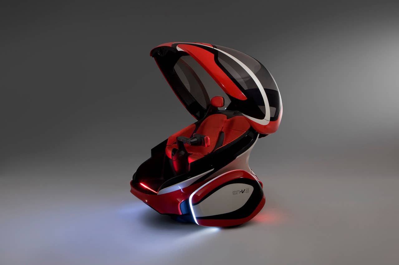 EN-V, which is short for Electric Networked-Vehicle, maintains the core principle of personal mobility - freedom - while helping remove the motor vehicle from the environmental debate and redefining design leadership. EN-V is a two-seat electric vehicle that was designed to alleviate concerns surrounding traffic congestion, parking availability, air quality and affordability for tomorrow's cities. The Jiao (Pride) model (pictured) was unveiled today in Shanghai alongside Xiao (Laugh) and Maio (Magic). They represent three different characteristics which emphasize that future transportation can be fun. X10CO_SV012 (03/24/2010)