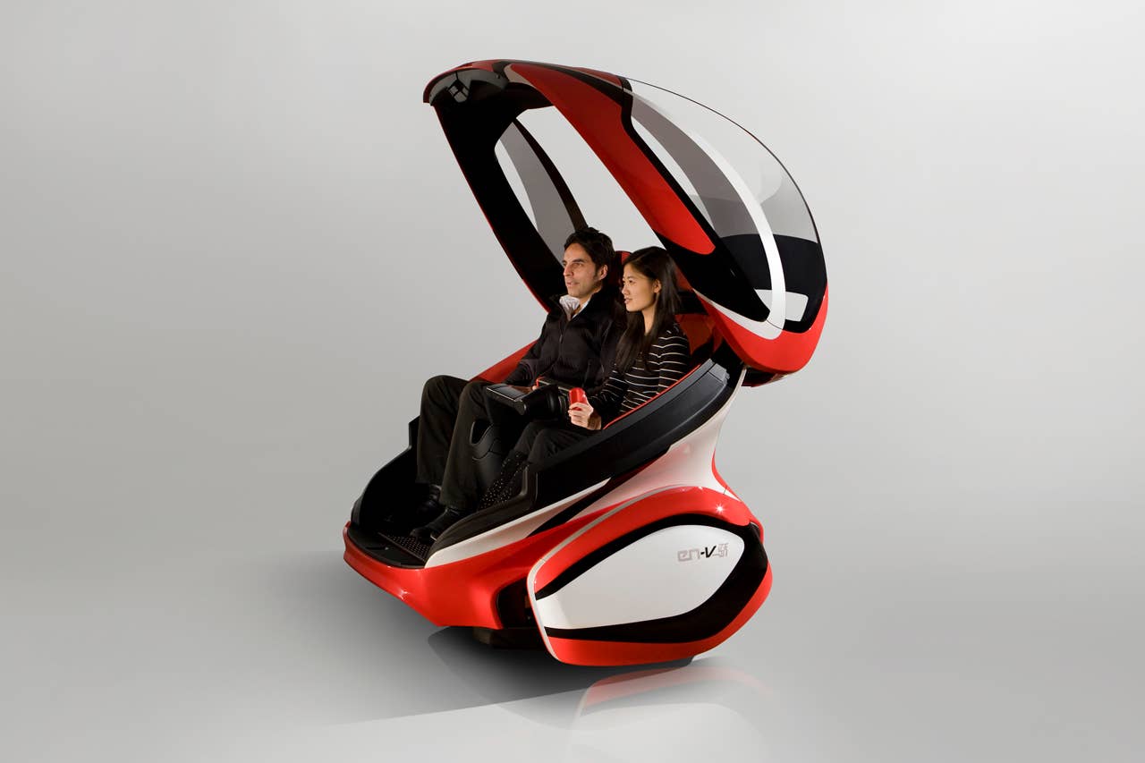 EN-V, which is short for Electric Networked-Vehicle, maintains the core principle of personal mobility - freedom - while helping remove the motor vehicle from the environmental debate and redefining design leadership. EN-V is a two-seat electric vehicle that was designed to alleviate concerns surrounding traffic congestion, parking availability, air quality and affordability for tomorrow's cities. The Jiao (Pride) model (pictured) was unveiled today in Shanghai alongside Xiao (Laugh) and Maio (Magic). They represent three different characteristics which emphasize that future transportation can be fun. X10CO_SV010 (03/24/2010)