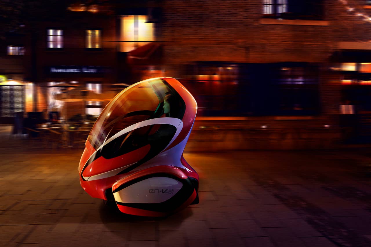 EN-V, which is short for Electric Networked-Vehicle, maintains the core principle of personal mobility - freedom - while helping remove the motor vehicle from the environmental debate and redefining design leadership. EN-V is a two-seat electric vehicle that was designed to alleviate concerns surrounding traffic congestion, parking availability, air quality and affordability for tomorrow's cities. The Jiao (Pride) model (pictured) was unveiled today in Shanghai alongside Xiao (Laugh) and Maio (Magic). They represent three different characteristics which emphasize that future transportation can be fun. X10CO_SV002 (03/24/2010)