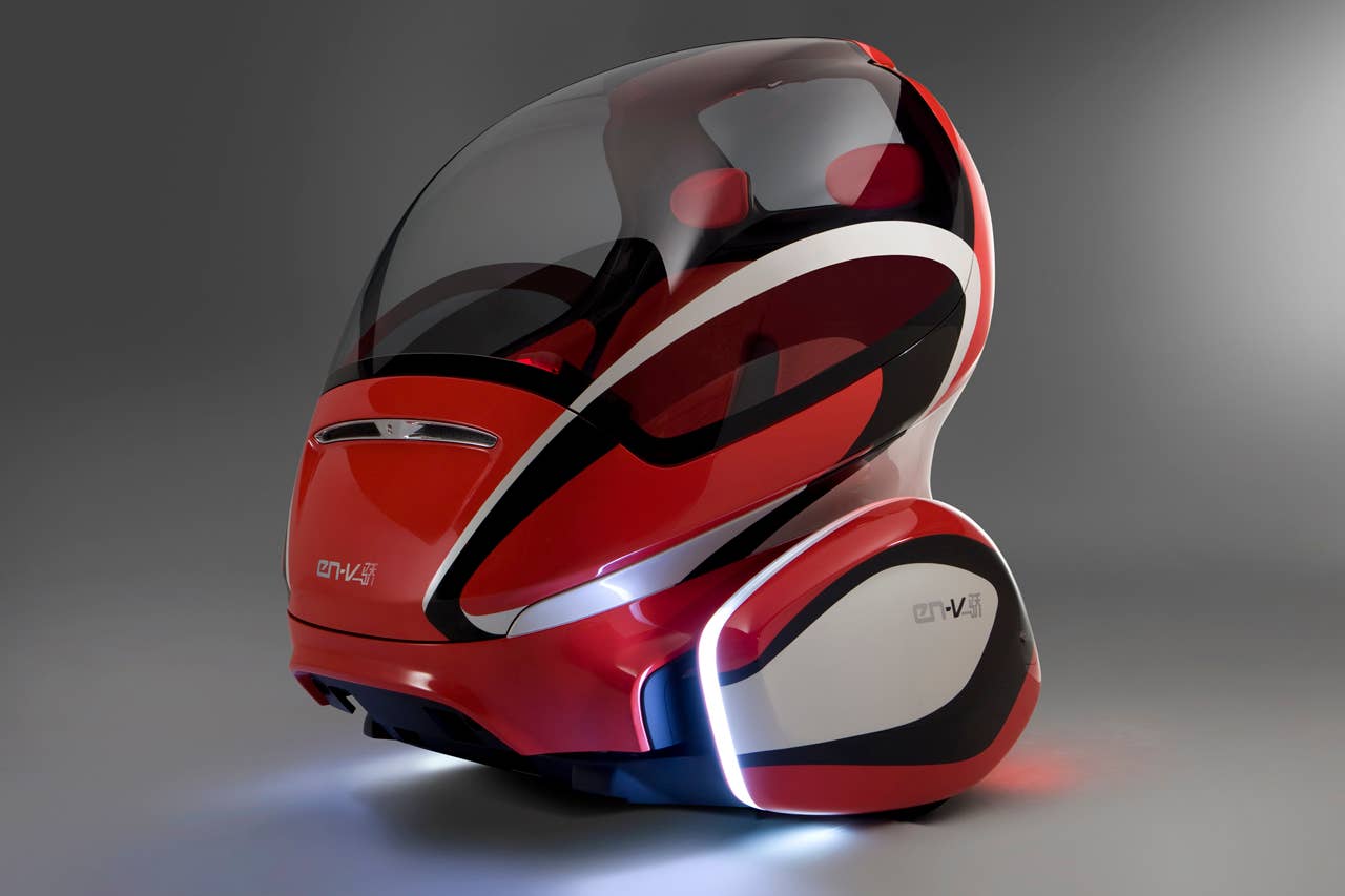 EN-V, which is short for Electric Networked-Vehicle, maintains the core principle of personal mobility - freedom - while helping remove the motor vehicle from the environmental debate and redefining design leadership. EN-V is a two-seat electric vehicle that was designed to alleviate concerns surrounding traffic congestion, parking availability, air quality and affordability for tomorrow's cities. The Jiao (Pride) model (pictured) was unveiled today in Shanghai alongside Xiao (Laugh) and Maio (Magic). They represent three different characteristics which emphasize that future transportation can be fun. X10CO_SV006 (03/24/2010)