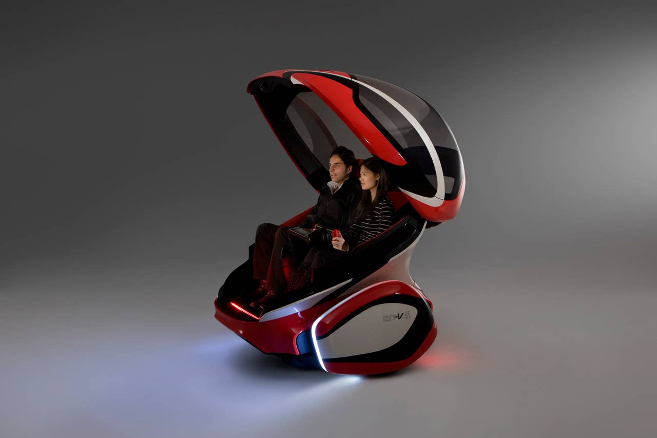 EN-V, which is short for Electric Networked-Vehicle, maintains the core principle of personal mobility - freedom - while helping remove the motor vehicle from the environmental debate and redefining design leadership. EN-V is a two-seat electric vehicle that was designed to alleviate concerns surrounding traffic congestion, parking availability, air quality and affordability for tomorrow's cities. The Jiao (Pride) model (pictured) was unveiled today in Shanghai alongside Xiao (Laugh) and Maio (Magic). They represent three different characteristics which emphasize that future transportation can be fun. X10CO_SV011 (03/24/2010)
