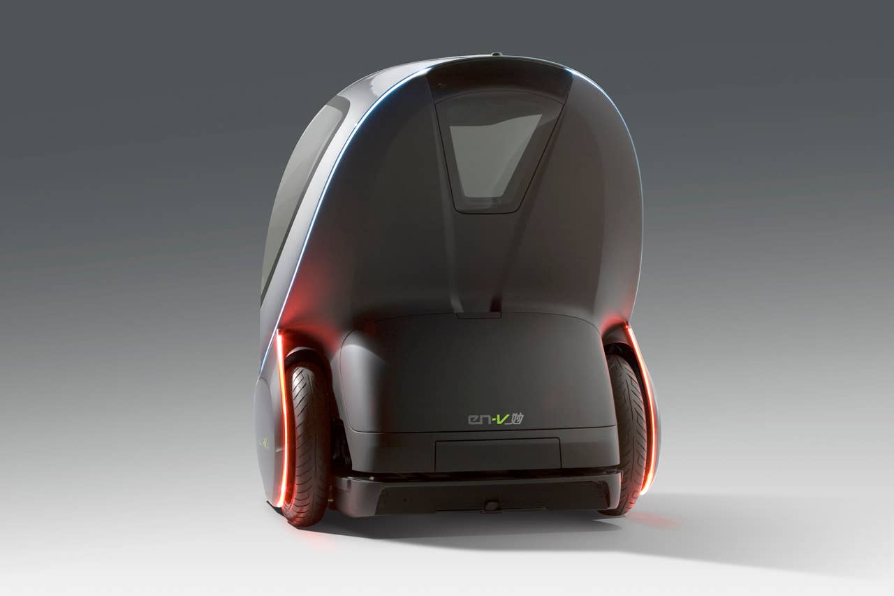 EN-V, which is short for Electric Networked-Vehicle, maintains the core principle of personal mobility - freedom - while helping remove the motor vehicle from the environmental debate and redefining design leadership. EN-V is a two-seat electric vehicle that was designed to alleviate concerns surrounding traffic congestion, parking availability, air quality and affordability for tomorrow's cities. The Maio (Magic) model (pictured) was unveiled today in Shanghai alongside Jiao (Pride) and Xiao (Laugh). They represent three different characteristics which emphasize that future transportation can be fun. X10CO_SV019 (03/24/2010)