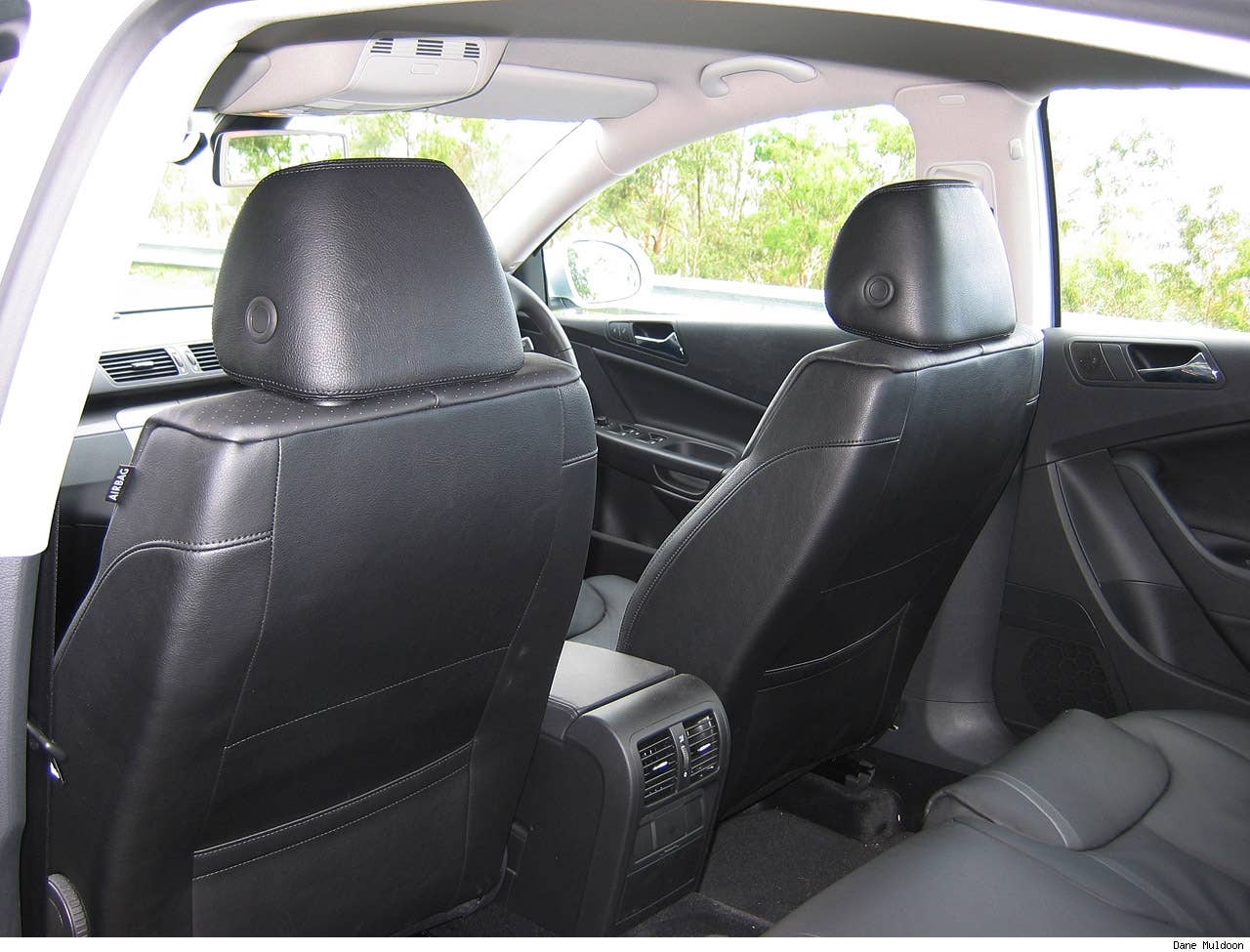 Our first look inside, this car has the optional leather pack