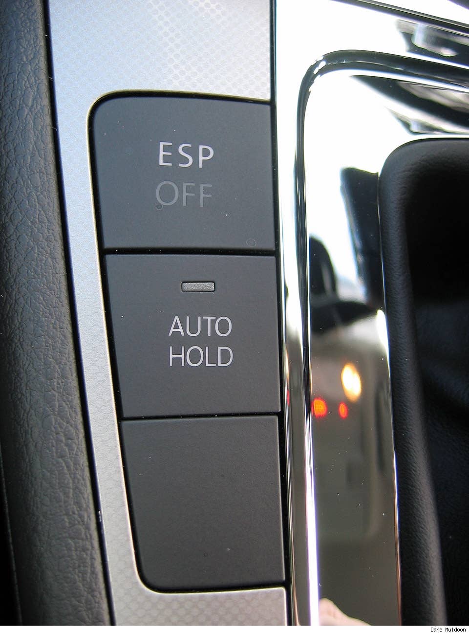 Electronic Stabilisation Program (ESP) Off button for extra fun on a wet road. Auto Hold is for hill starts in a car without a hand brake
