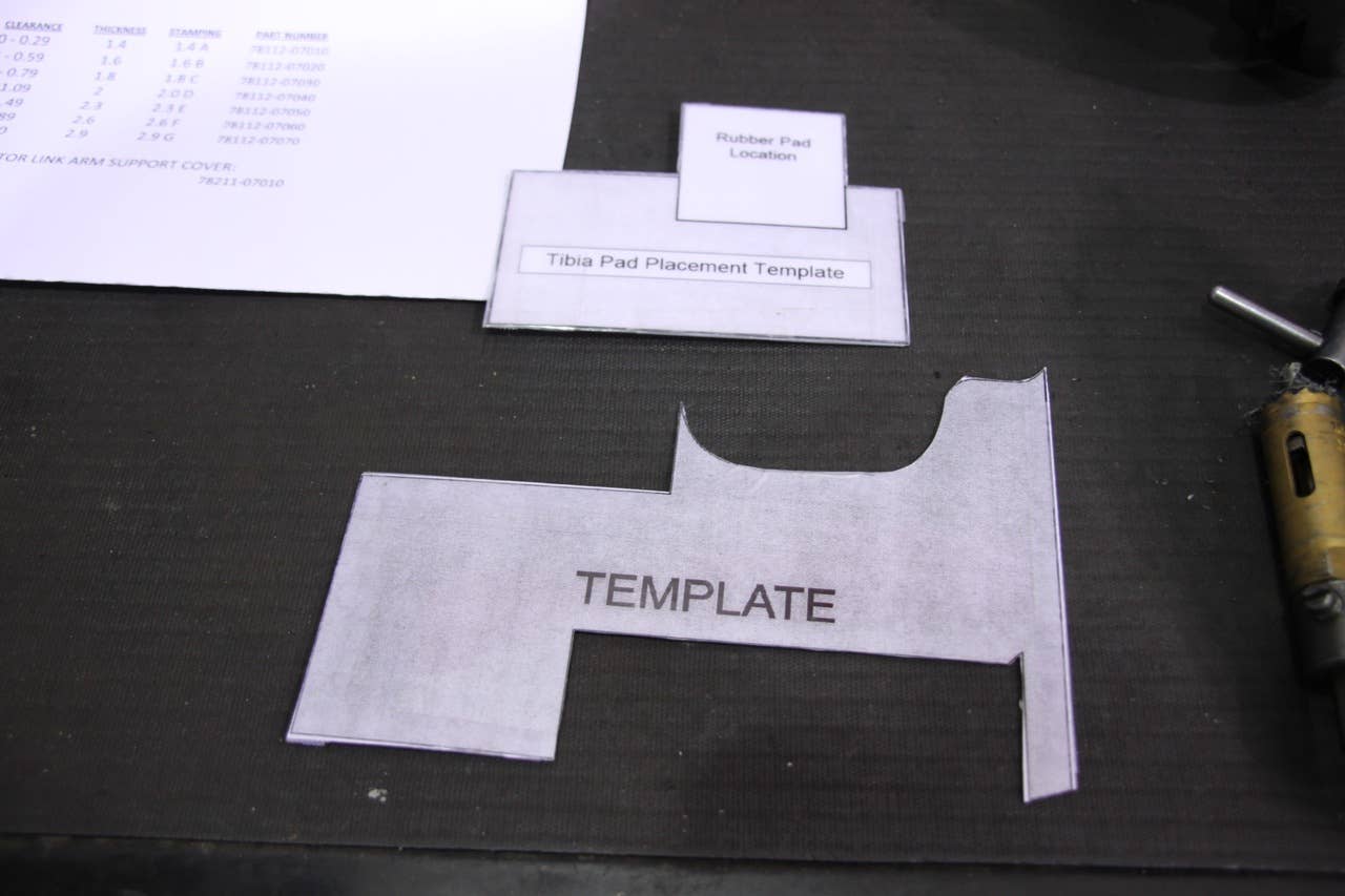 The template that will be used for reshaping the pedal on Toyota Camrys.