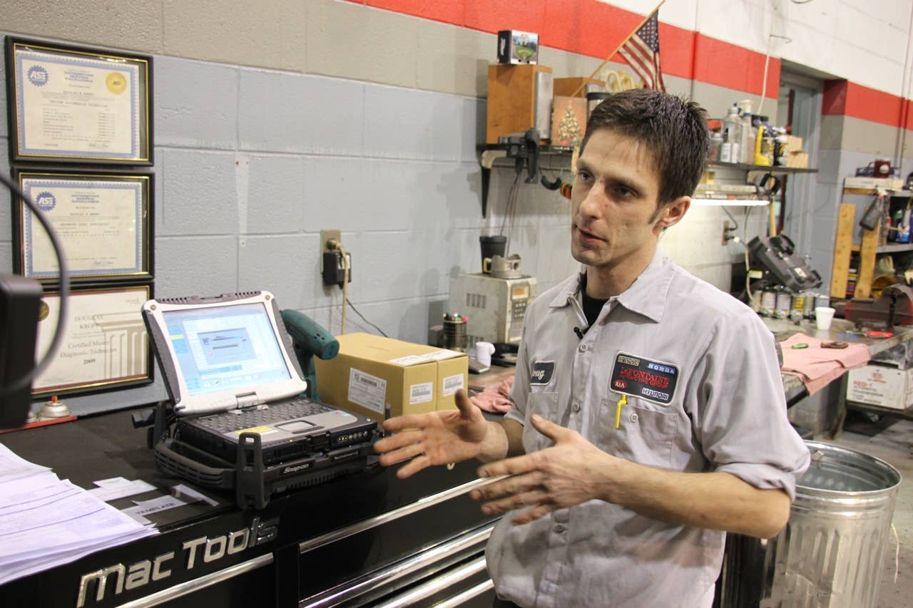 Master Toyota technician Doug Kropp explains the recall procedure.