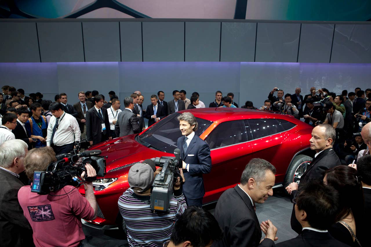 President of Lamborghini, Stephan Winkelmann, launches the new Lamborghini Urus at the Volkswagen Group Night in Beijing, China, April 22, 2012.