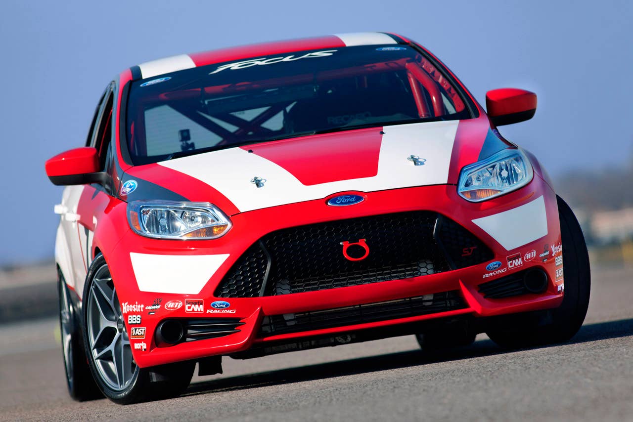 Focus Race Car Concept: The Ford Focus race car concept by Ford Racing makes its global debut at the 2010 Los Angeles International Auto Show. Powered by a 2.0-liter Ford EcoBoost turbo engine, the Focus race car concept is built to compete in global road and touring car racing. (11/17/2010)