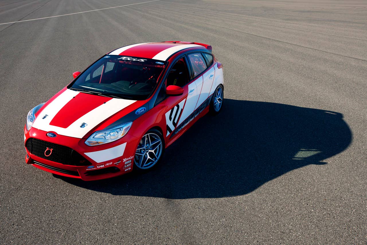 Focus Race Car Concept: The Ford Focus race car concept by Ford Racing makes its global debut at the 2010 Los Angeles International Auto Show. Powered by a 2.0-liter Ford EcoBoost turbo engine, the Focus race car concept is built to compete in global road and touring car racing. (11/17/2010)