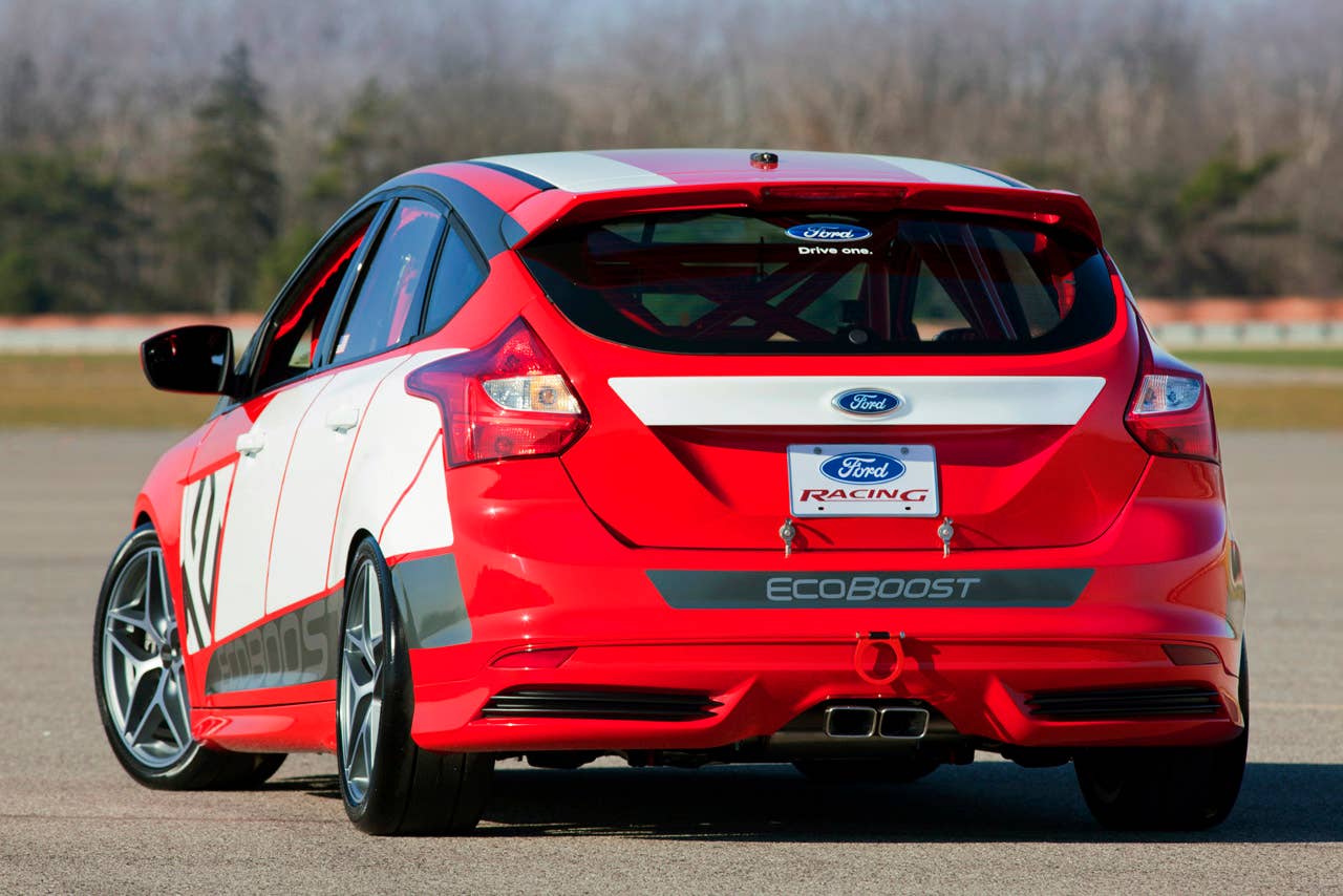 Focus Race Car Concept: The Ford Focus race car concept by Ford Racing makes its global debut at the 2010 Los Angeles International Auto Show. Powered by a 2.0-liter Ford EcoBoost turbo engine, the Focus race car concept is built to compete in global road and touring car racing. (11/17/2010)