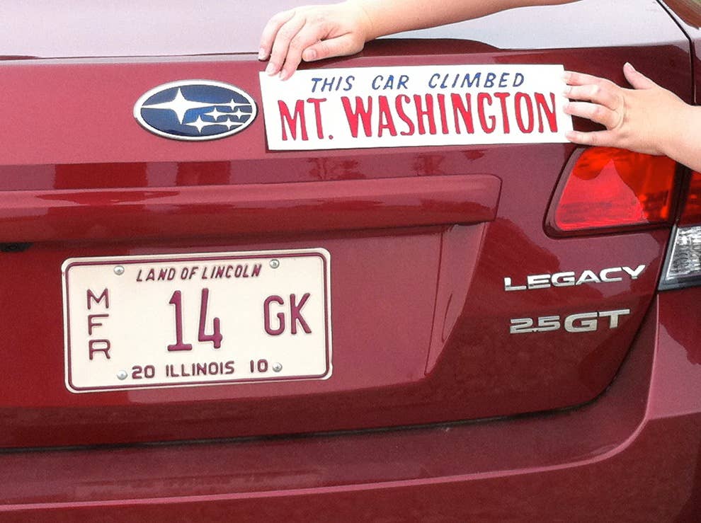"This Car Climbed Mt. Washington" bumper sticker
