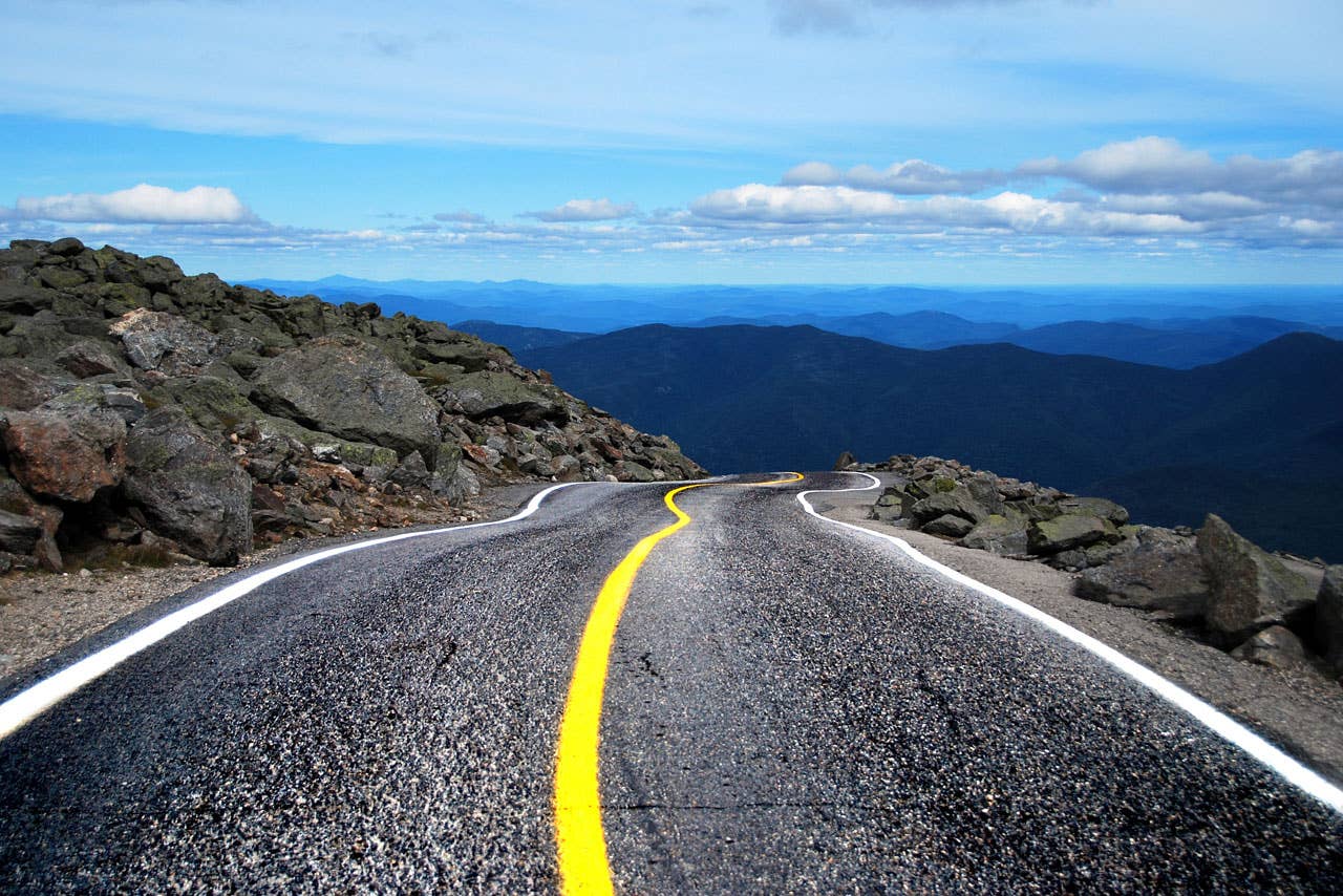 View down paved section of Mt. Washington Auto Road