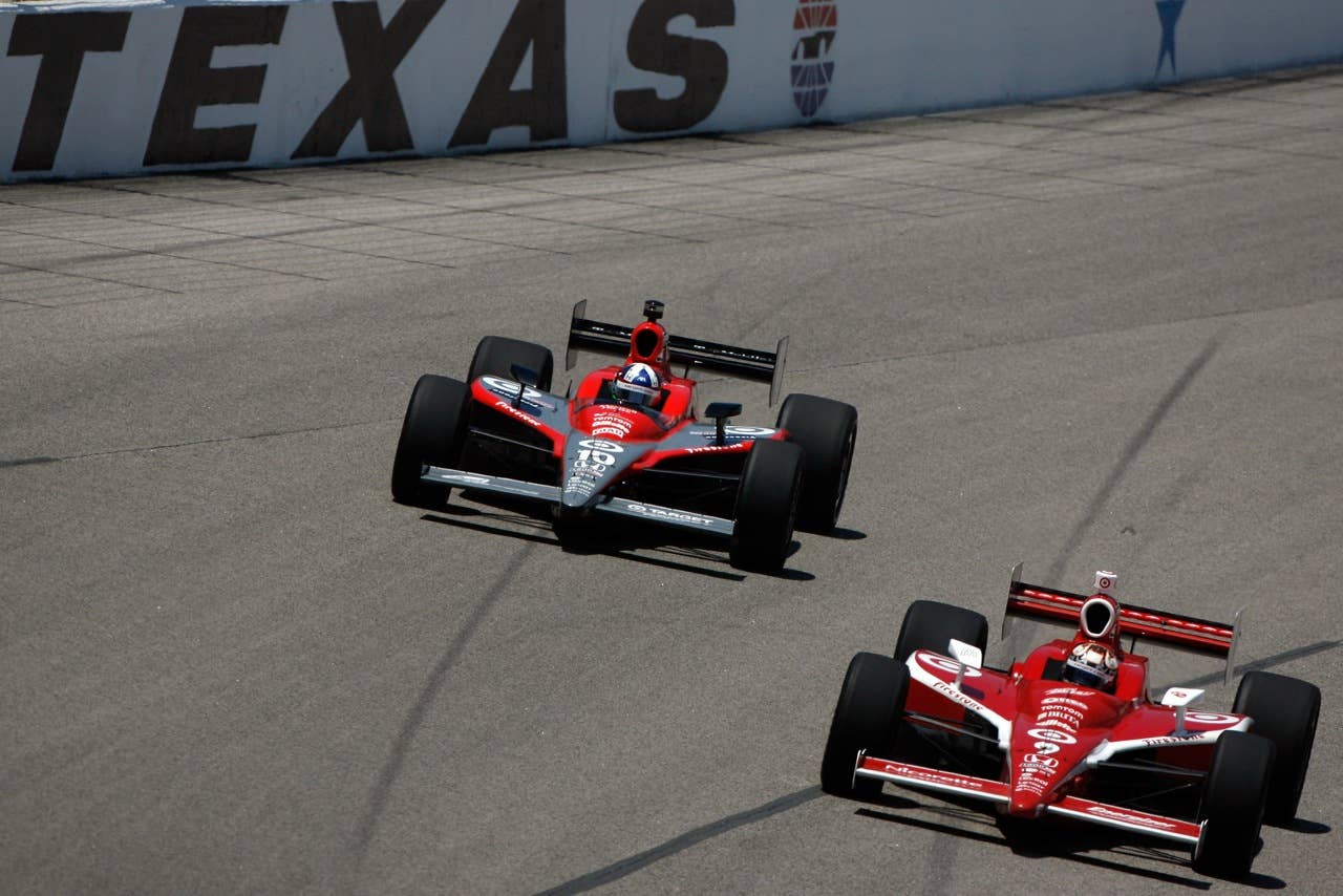 Scott Dixon and Dario Franchitti during practice for the IZOD IndyCar Series Firestone 550k at Texas Motor Speedway June 4, 2010 in Fort Worth, Texas.