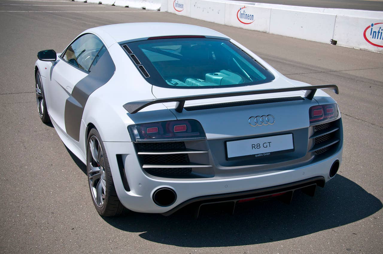 2012 Audi R8 GT rear 3/4 view