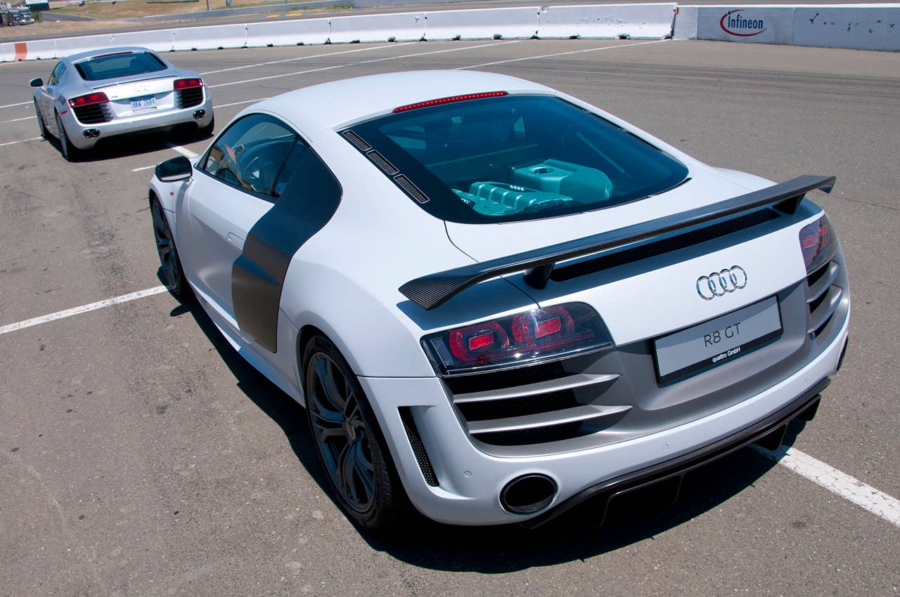 2012 Audi R8 GT rear 3/4 view