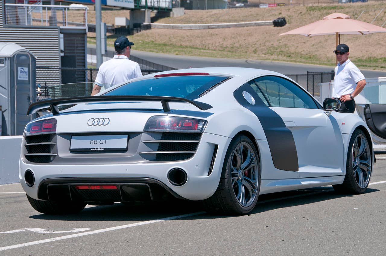 2012 Audi R8 GT rear 3/4 view