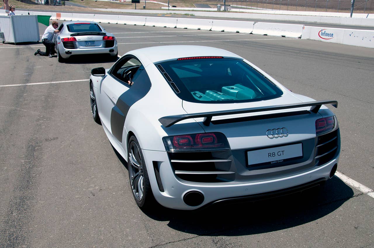 2012 Audi R8 GT rear 3/4 view