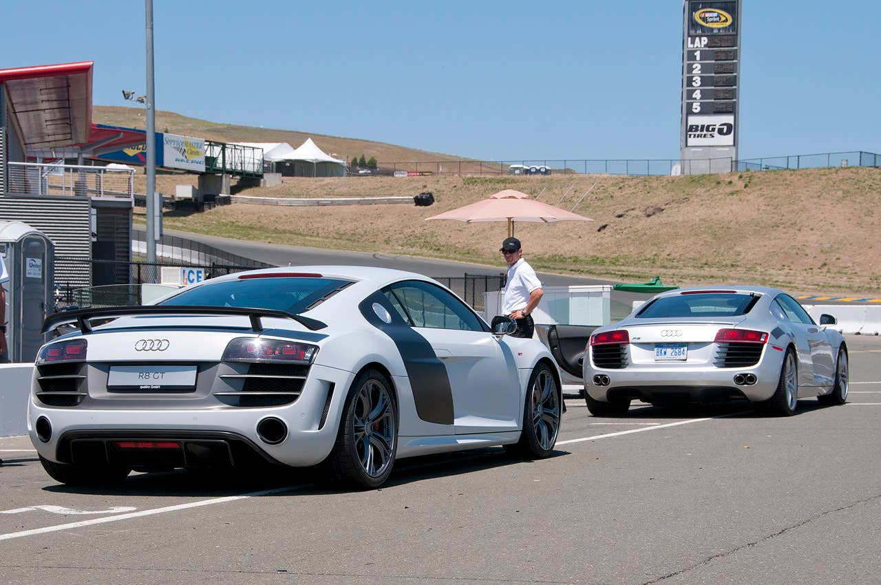 2012 Audi R8 GT rear 3/4 view