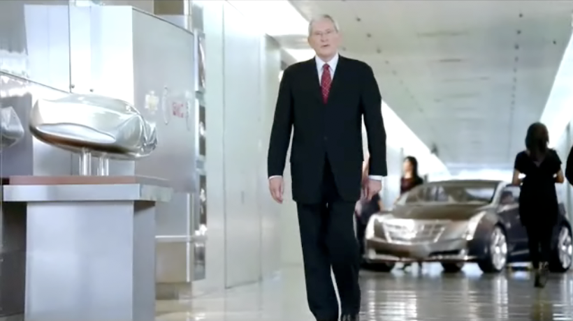 We're guessing that the car in the background might be a production intent versions of the Cadillac Converj ER-EV based off what appears to be a closed off grille and the general size and proportions of the vehicle.