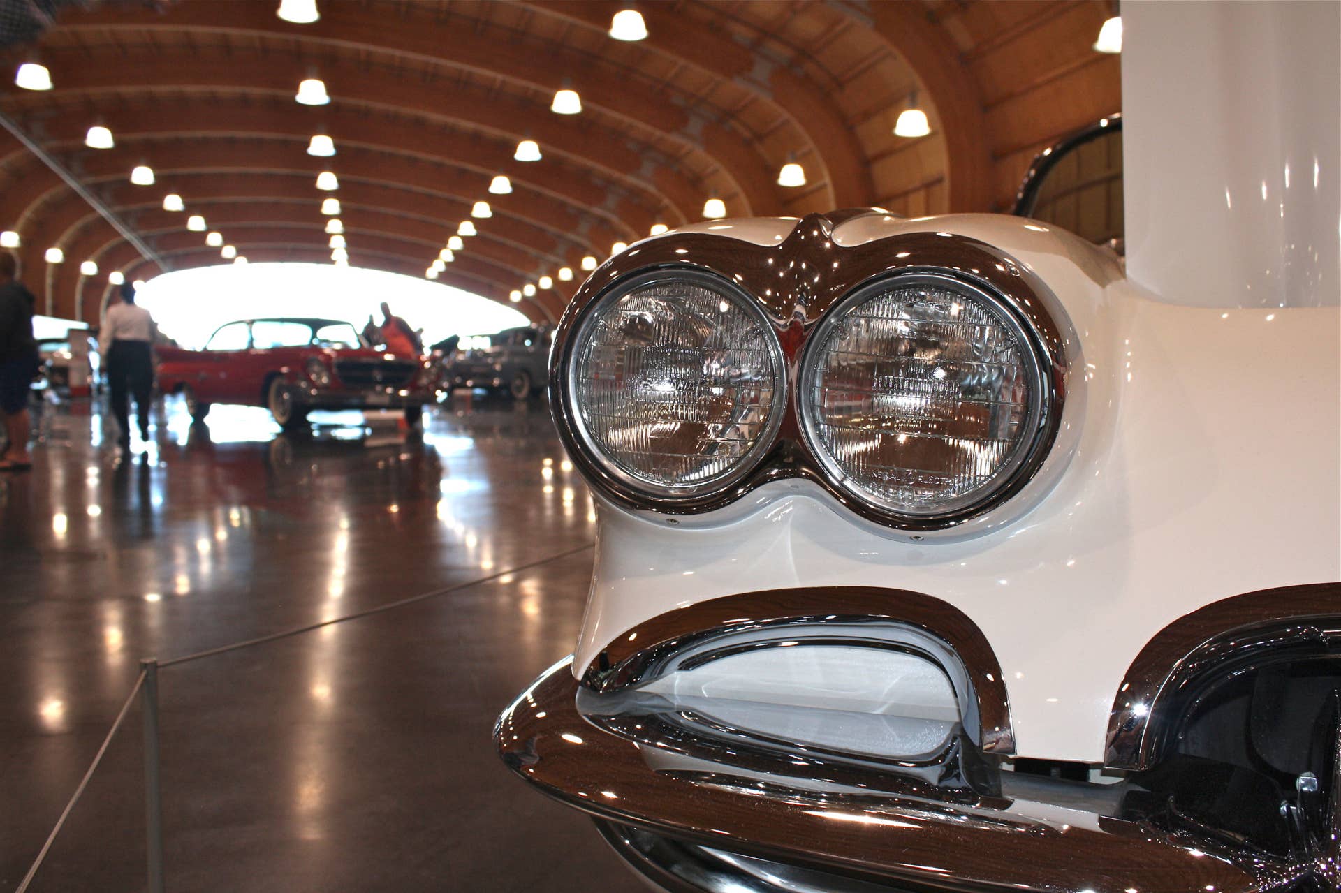 Cars from the first six generations of Corvettes are part of the exhibit, including the 1960 convertible above. Alas, the C7 unveiled in January, isn’t due to arrive in the Pacific Northwest until December.  The new C7, at once, carries Corvette into the future with a redesigned look that includes squarer headlights and evokes the past by carrying the Stingray name.  “The soul of our company is indeed in Corvette,” said Mark Reuss, GM’s chairman of North America, while introducing the latest model in January. “Since 1953, through good times and bad for this company, there was always the Corvette, demonstrating what it means to win.”