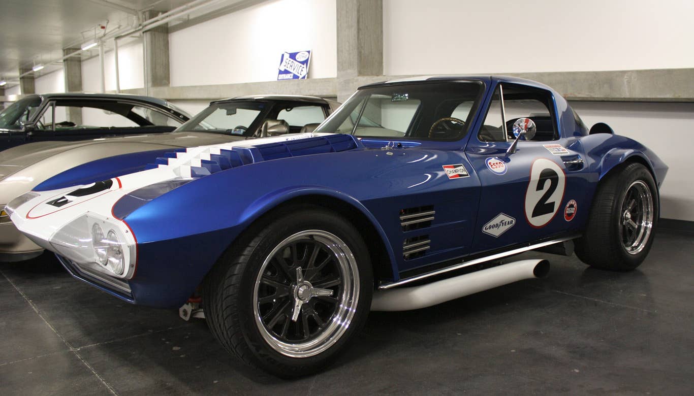 The ’63 Grand Sport is a car whose legend has taken on a life of its own.  The Grand Sport was conceived as Chevrolet’s answer to the Shelby Cobra. Engineers produced a 550-horsepower behemoth that indeed put the Chevy brand on the racing map.  Trouble was, members of the Chevrolet board didn’t know about this secret project. When they learned of it, it was canceled. Five of the vehicles had already been produced. All five survive today in the hands of private owners. This one, pictured at the LeMay, is a recreation.