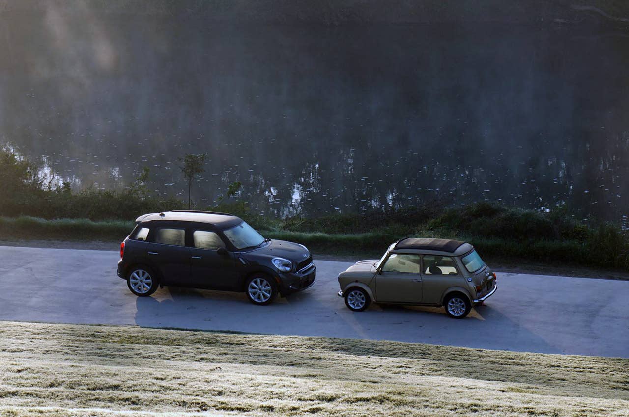 2011 Mini Cooper with classic Mini Cooper
