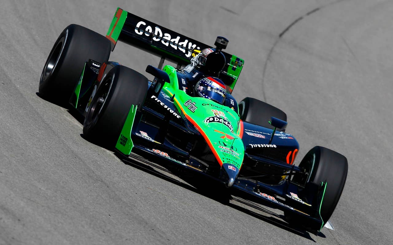 Danica Patrick drives the #7 Team GoDaddy.com Andretti Autosport Dallara Honda, during practice for the IRL Indycar Series Iowa Corn Indy 250 on June 19, 2010 at the Iowa Speedway in Newton, Iowa.