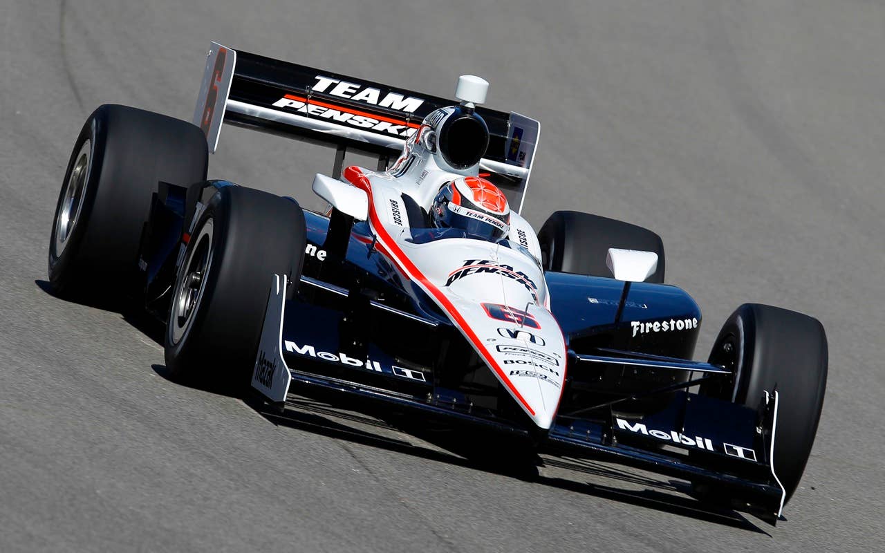 Ryan Briscoe of Australia, driver of the #6 Team Penske Dallara Honda, during practice for the IRL Indycar Series Iowa Corn Indy 250 on June 19, 2010 at the Iowa Speedway in Newton, Iowa.