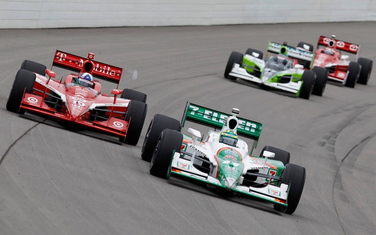 Tony Kanaan of Brazil, drives the #11 7-Eleven Andretti Autosports Dallara Honda, during the IRL Indycar Series Iowa Corn Indy 250 on June 20, 2010 in Newton, Iowa.