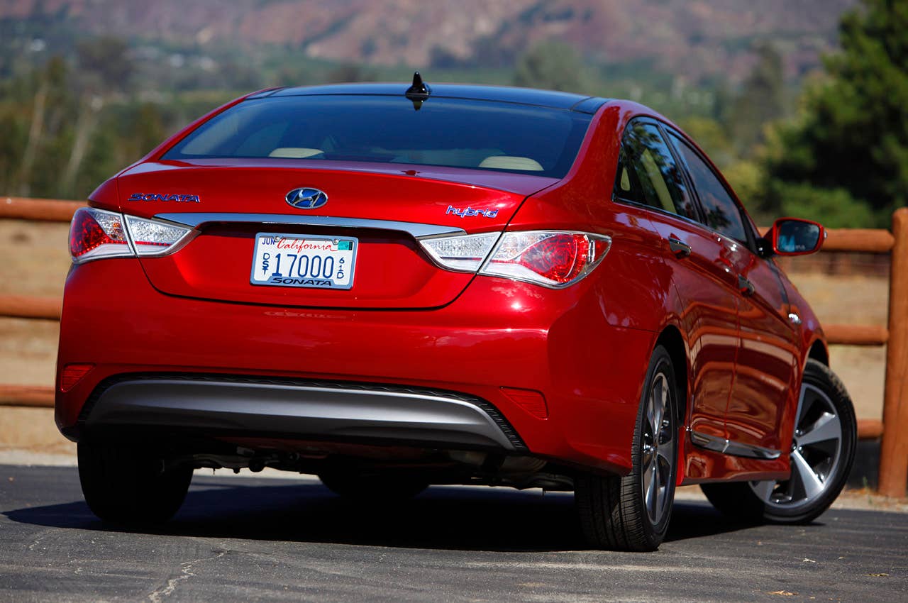 2011 Hyundai Sonata Hybrid rear 3/4 view