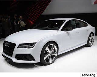 We named the Audi A7 our 2011 Car of the Year. What could be better?  If you have a burning desire to take yourself and four friends to 189 miles per hour, the 2014 Audi RS7 Sportback can help you out. The luxury hatchback bowed at the 2013 Detroit Auto Show, complete with a 560-horsepower twin-turbocharged 4.0-liter V8 engine thrashing under the hood. Getting to 62 mph takes a shave under 3.9 seconds thanks in part to the 553 pound-feet of torque on hand from just 1,750 rpm. While the base car comes with an electronically limited top speed of 155 mph, customers can request the governor be removed by purchasing the dynamic package plus, upping the max to 189 mph.  Audi says the RS7 can also yield up to 25 mpg on the US scale. With a cylinder-on-demand system, the V8 can deactivate up to four cylinders by closing their valves. Once the driver gets frisky with the throttle, the engine automatically kicks from four-cylinder to eight-cylinder mode in a few hundredths of a second.  Read More Audi RS7 Info Audi RS7 Photos