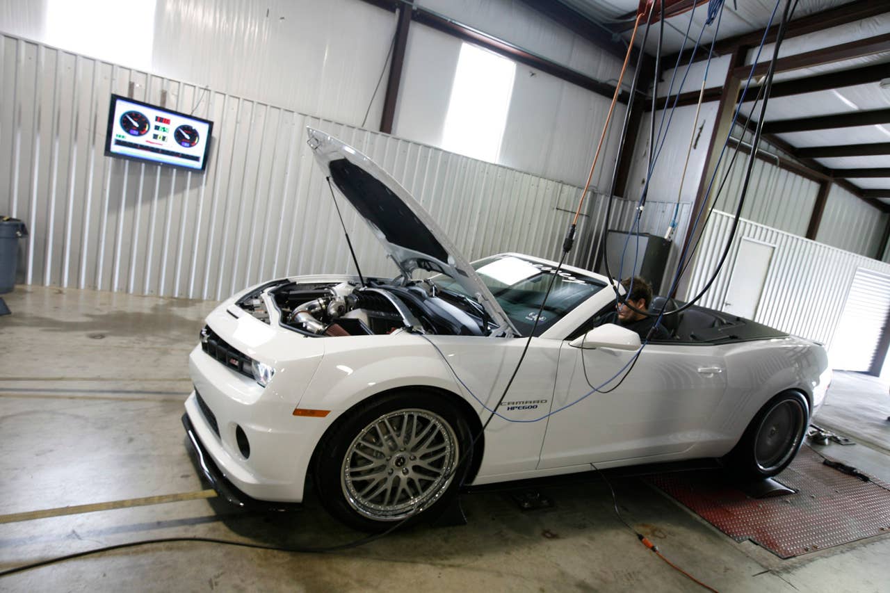 Hennessey HPE600 Chevrolet Camaro Convertible in the shop
