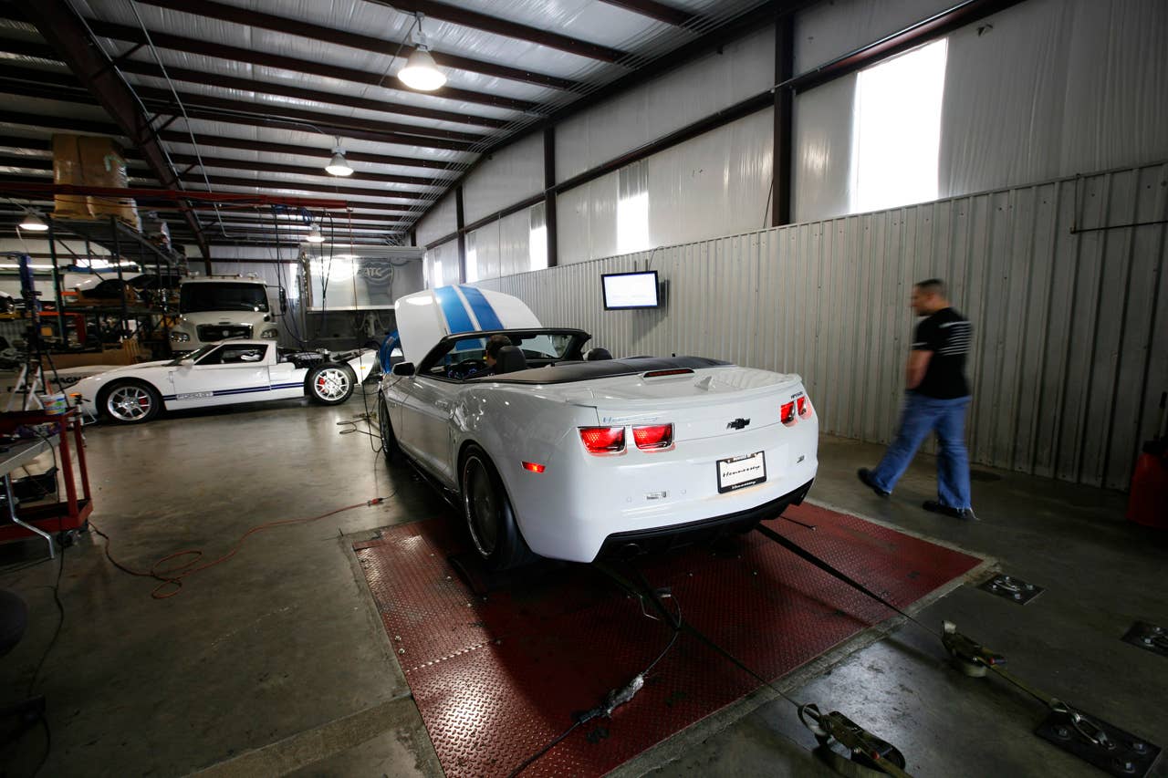 Hennessey HPE600 Chevrolet Camaro Convertible in the shop