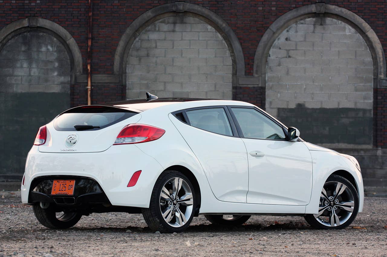 2012 Hyundai Veloster rear 3/4 view