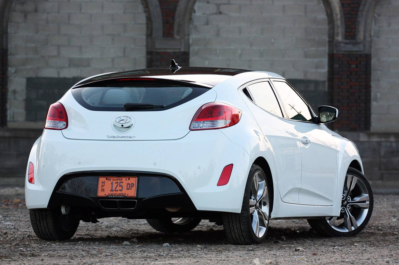2012 Hyundai Veloster rear 3/4 view