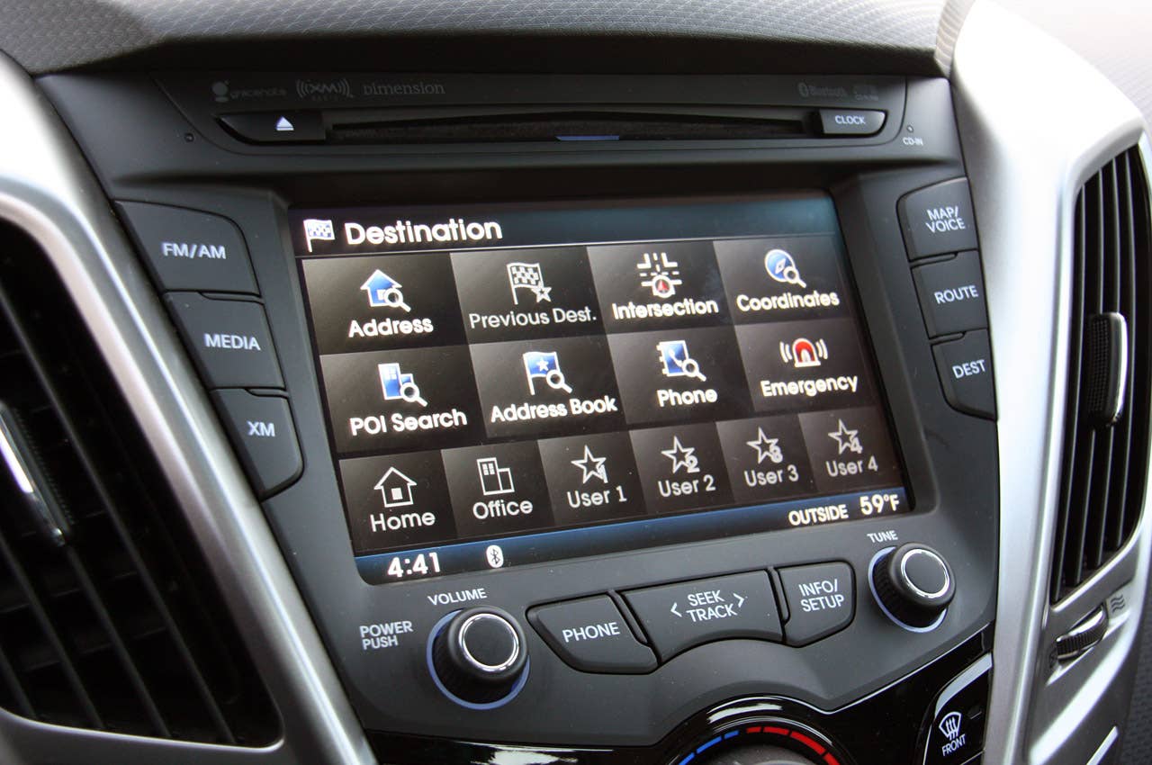 2012 Hyundai Veloster navigation system menu
