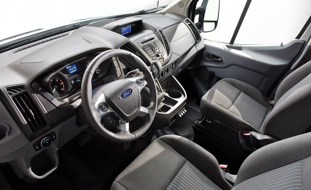 Ford Transit: The instrument panel and cab interior feature a contemporary design and class-leading connectivity options, optimizing Transit for productivity. (03/04/2013)
