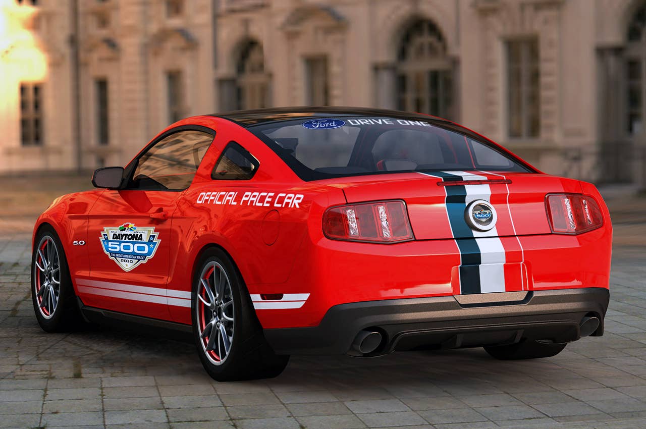 "The Official Pace Car of the Daytona 500 -- the 2011 Ford Mustang GT -- will be auctioned for charity at Barrett-Jackson prior to the February race." (01/19/2010)