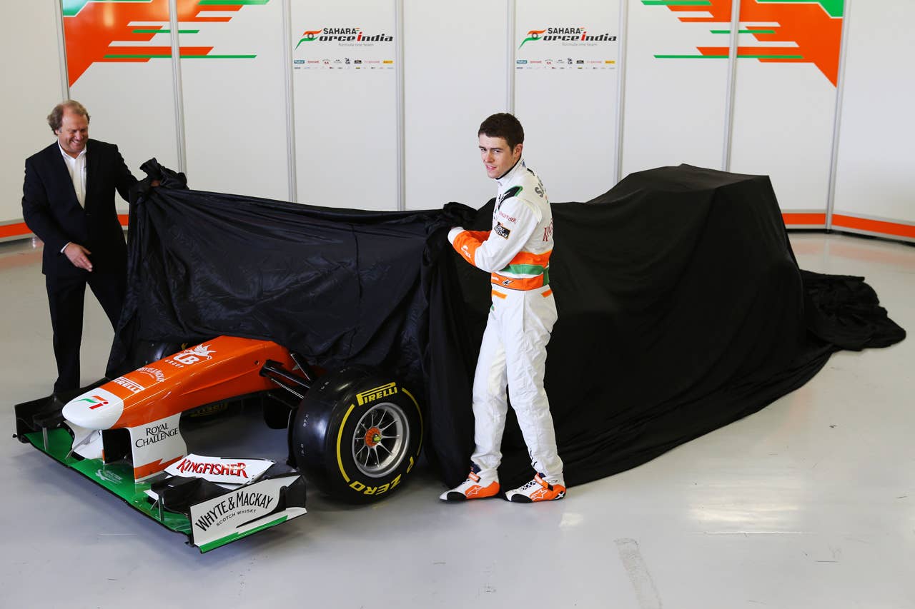 Robert Fearnley (GBR) Sahara Force India F1 Team Deputy Team Principal and Paul di Resta (GBR) Sahara Force India F1 unveil the new Sahara Force India F1 VJM06. Sahara Force India F1 VJM06 Launch, Friday 1st February 2013. Silverstone, England.