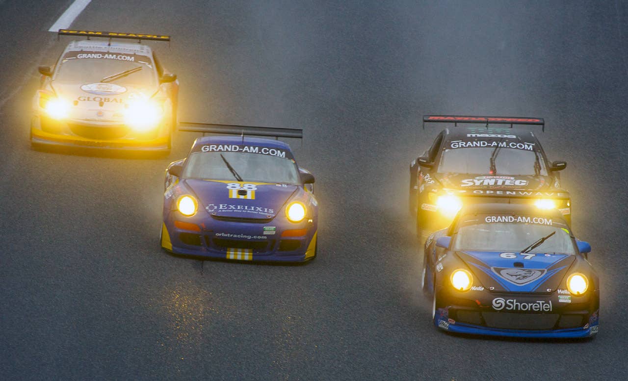 28-31 January, 2010, Daytona Beach, Florida, USA A pack of GT cars race in the rain early in the race. 2010, R.D. Ethan, USA LAT Photographic