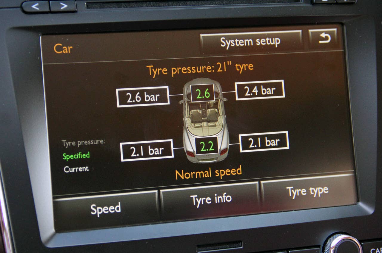 2012 Bentley Continental GTC tire pressure display