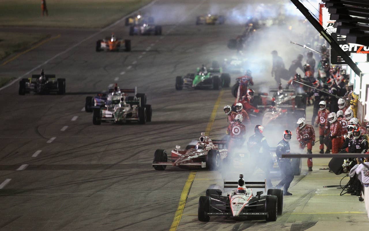 SPARTA, KY - SEPTEMBER 04:  Will Power of Australia, driver of the #12 Verizon Team Penske Racing Dallara Honda, drives out of the pits during the IndyCar Series Kentucky Indy 300 at Kentucky Speedway on September 4, 2010 in Sparta, Kentucky.  (Photo by Streeter Lecka/Getty Images) *** Local Caption *** Will Power