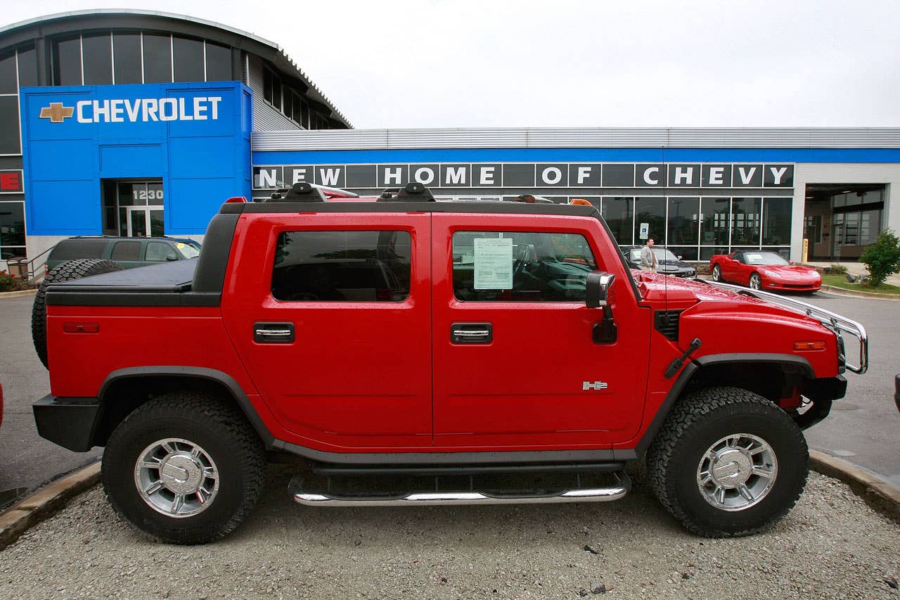 It may seem absurd in 2009, but back in the day, SUVs were the key to easy money if you were a carmaker. And hey, the bigger, the better. Thanks to our totally insane tax code, if you bought a vehicle weighing more than 6,000 pounds and used it for work (i.e. you're a farmer and need a tractor) you didn't have to pay as much in taxes. Car companies decided to ride that loophole all the way to the pot of gold at the end of the rainbow.Still, H1 Hummers cost well over $100,000 and the margins were low. But, what if you could take a $25,000 truck, pack on 1,500 hundred pounds of extra weight and sell it for $50,000? Meet the H2, a veritable cash cow for GM in the early part of this decade. Emphasis on cow, of course. Er... on cash, too.