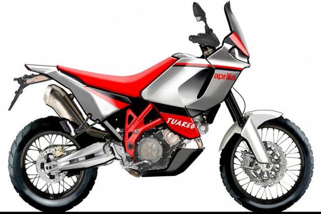 These are the first concept photos of Aprilia's new Adventure motorcycle, the Tuareg