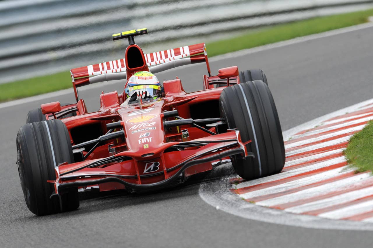 Ferrari Brazilian's driver Felipe Massa drives at the Spa-Francorchamps racetrack on September 7, 2008, during the Belgium Formula One Grand Prix. AFP PHOTO / JOHN THYS (Photo credit JOHN THYS/AFP/Getty Images)
